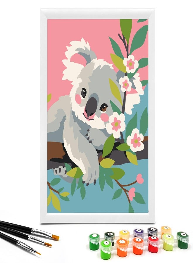 Nariolar Paint by Numbers for Kids Ages 4-8 with 7X9.5 inch Pre-Printed Cardboard,12 Acrylic Paint Pots and 3 Painting Brushes, Craft Gift Room Decor for Children,(Lovely Koala) - Image 1